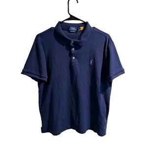 Polo Ralph Lauren Men Custom‎ Slim Fit Navy Blue Polo Shirt L